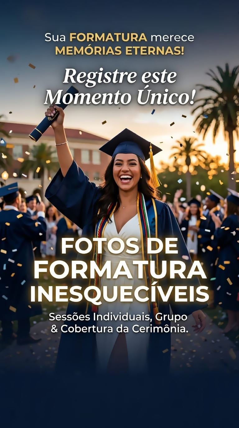FOTOS PARA FORMATURA, COLAÇÃO DE GRAU, ENSAIO EXTERNO, STUDIO