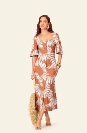 Vestido em linho estampas do P ao GG