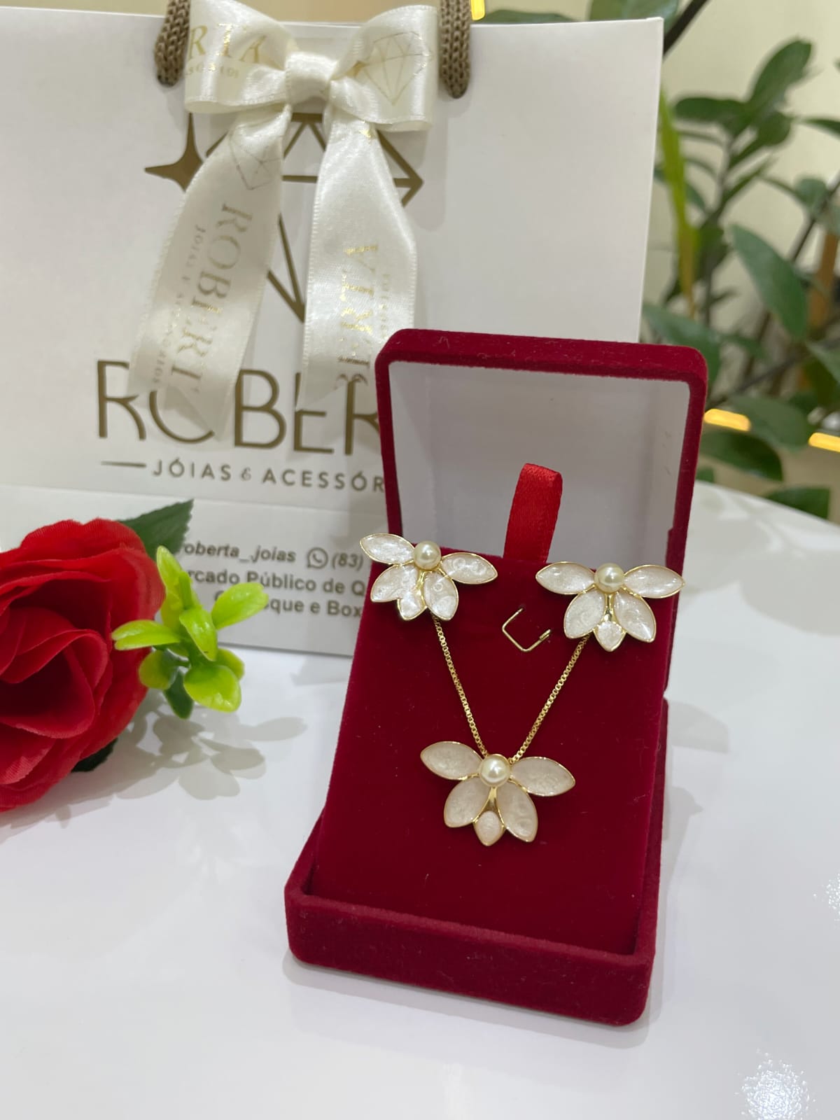 Conjunto meia flor semijóias